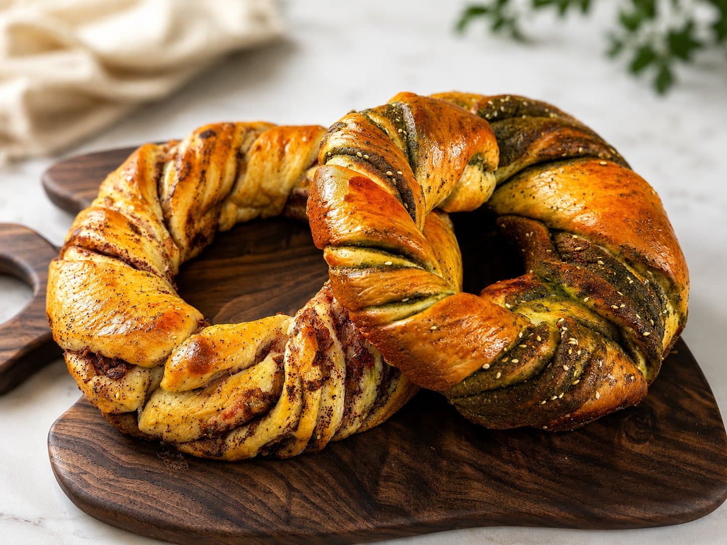 Two golden Chagel rings — za'atar and sumac onion